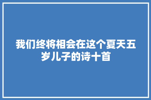 我们终将相会在这个夏天五岁儿子的诗十首