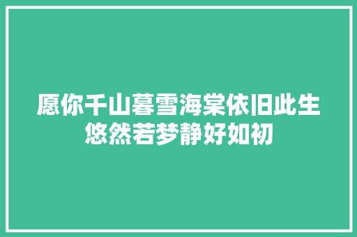 愿你千山暮雪海棠依旧此生悠然若梦静好如初