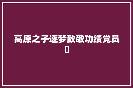 高原之子逐梦致敬功绩党员⑳