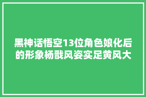 黑神话悟空13位角色娘化后的形象杨戬风姿实足黄风大年夜圣萌爆