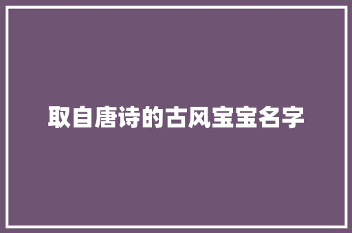 取自唐诗的古风宝宝名字