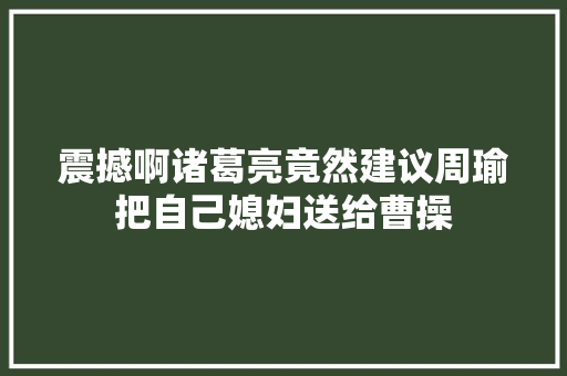 震撼啊诸葛亮竟然建议周瑜把自己媳妇送给曹操