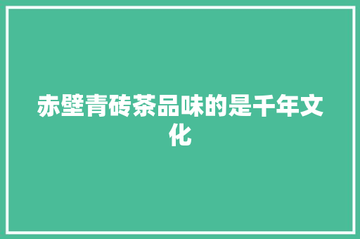 赤壁青砖茶品味的是千年文化