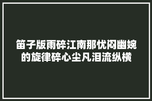 笛子版雨碎江南那忧闷幽婉的旋律碎心尘凡泪流纵横