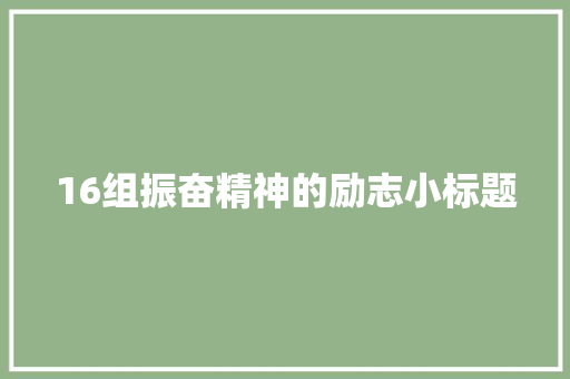 16组振奋精神的励志小标题