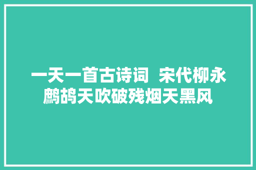 一天一首古诗词  宋代柳永鹧鸪天吹破残烟天黑风
