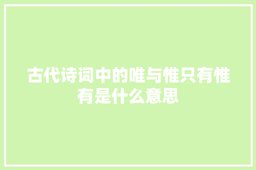 古代诗词中的唯与惟只有惟有是什么意思