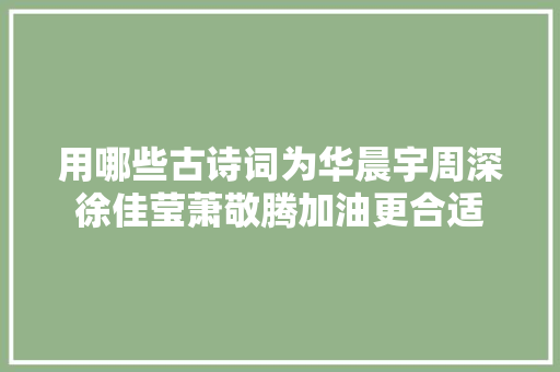 用哪些古诗词为华晨宇周深徐佳莹萧敬腾加油更合适