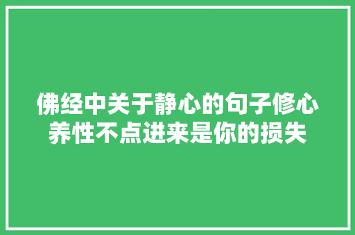 佛经中关于静心的句子修心养性不点进来是你的损失