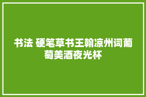 书法 硬笔草书王翰凉州词葡萄美酒夜光杯