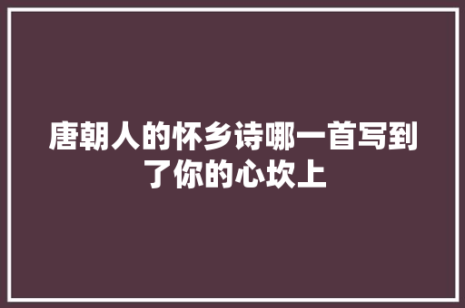 唐朝人的怀乡诗哪一首写到了你的心坎上