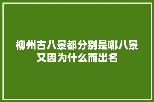 柳州古八景都分别是哪八景又因为什么而出名