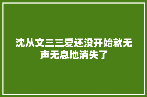 沈从文三三爱还没开始就无声无息地消失了