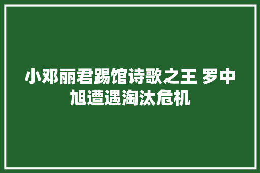 小邓丽君踢馆诗歌之王 罗中旭遭遇淘汰危机
