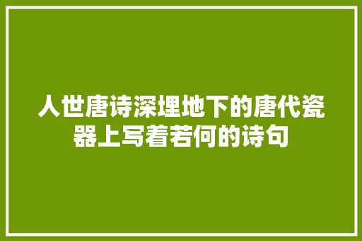 人世唐诗深埋地下的唐代瓷器上写着若何的诗句