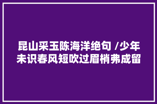 昆山采玉陈海洋绝句 /少年未识春风短吹过眉梢弗成留