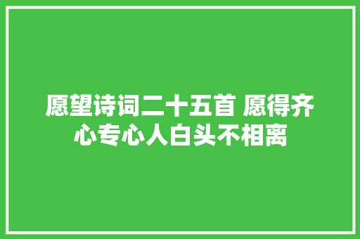 愿望诗词二十五首 愿得齐心专心人白头不相离