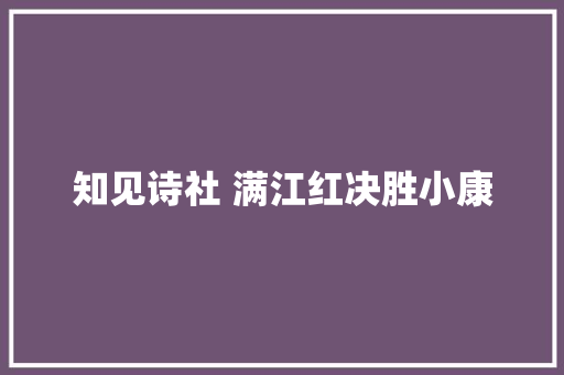 知见诗社 满江红决胜小康