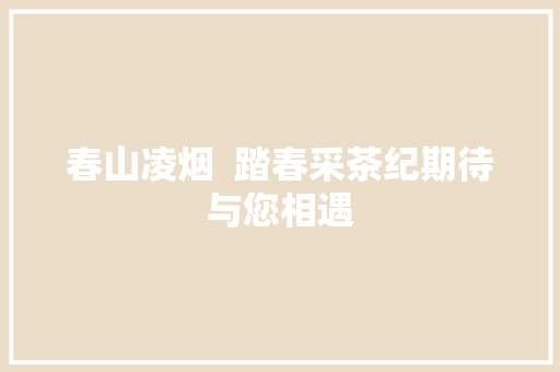 春山凌烟  踏春采茶纪期待与您相遇