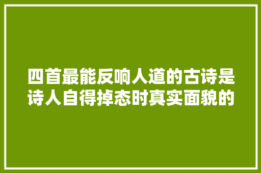 四首最能反响人道的古诗是诗人自得掉态时真实面貌的最好写照