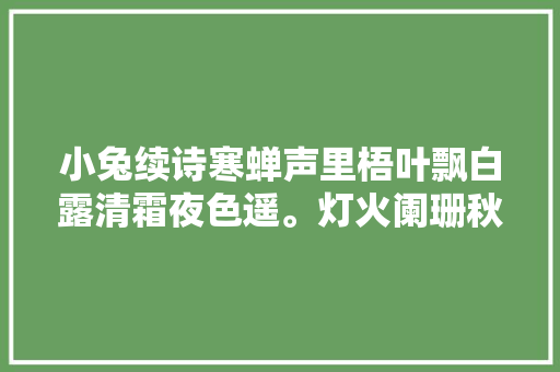 小兔续诗寒蝉声里梧叶飘白露清霜夜色遥。灯火阑珊秋又至