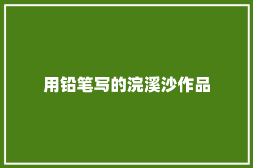 用铅笔写的浣溪沙作品