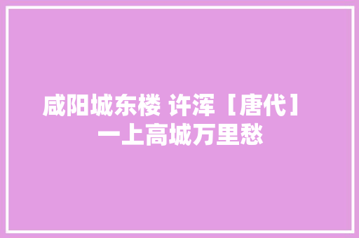 咸阳城东楼 许浑［唐代］ 一上高城万里愁