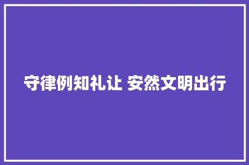 守律例知礼让 安然文明出行
