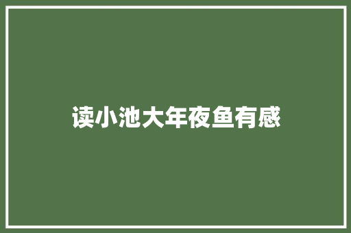 读小池大年夜鱼有感