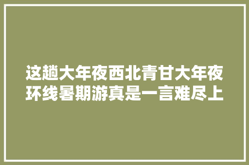 这趟大年夜西北青甘大年夜环线暑期游真是一言难尽上