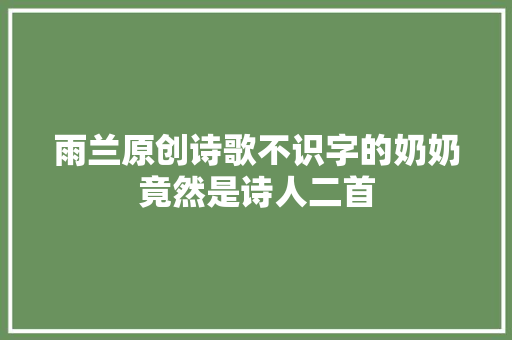 雨兰原创诗歌不识字的奶奶竟然是诗人二首