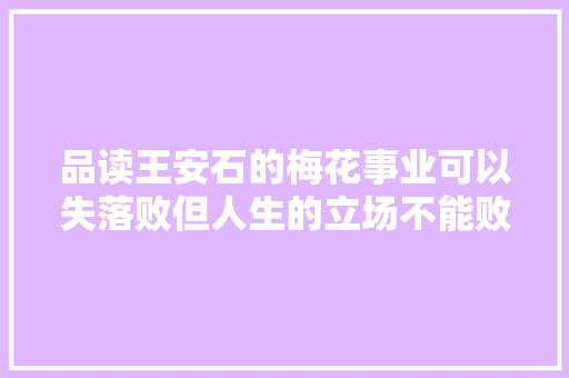 品读王安石的梅花事业可以失落败但人生的立场不能败