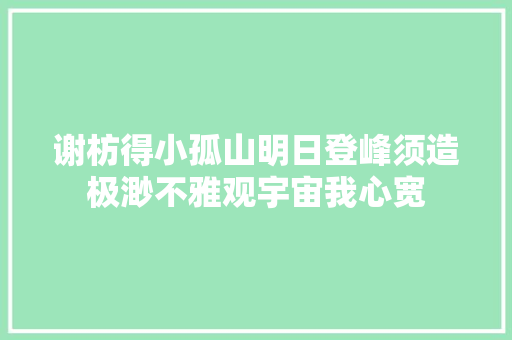 谢枋得小孤山明日登峰须造极渺不雅观宇宙我心宽