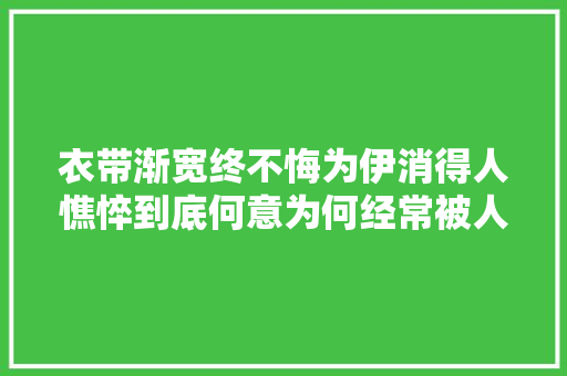 衣带渐宽终不悔为伊消得人憔悴到底何意为何经常被人误解