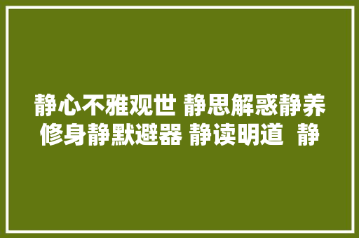 静心不雅观世 静思解惑静养修身静默避器 静读明道  静望超脱