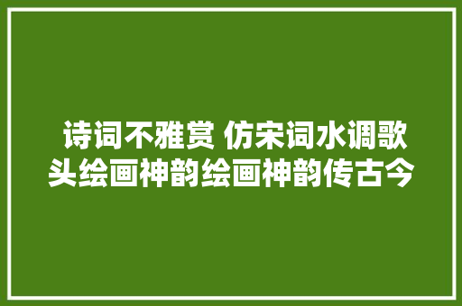  诗词不雅赏 仿宋词水调歌头绘画神韵绘画神韵传古今之美