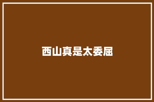 西山真是太委屈
