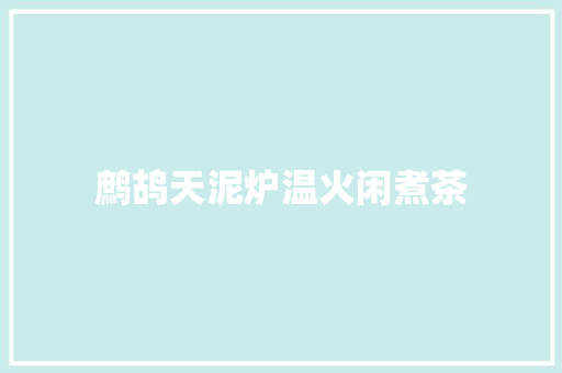 鹧鸪天泥炉温火闲煮茶