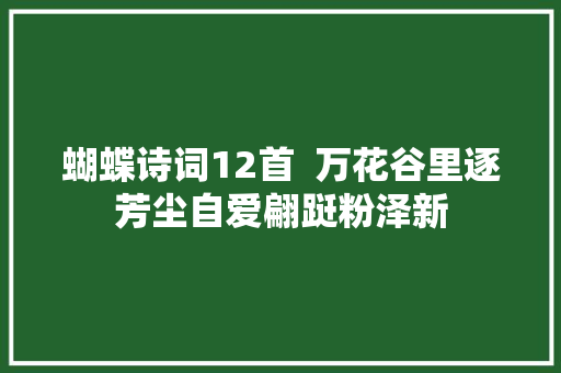 蝴蝶诗词12首  万花谷里逐芳尘自爱翩跹粉泽新