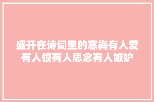 盛开在诗词里的寒梅有人爱有人恨有人思念有人嫉妒