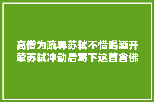 高僧为疏导苏轼不惜喝酒开荤苏轼冲动后写下这首含佛理名篇