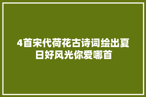 4首宋代荷花古诗词绘出夏日好风光你爱哪首
