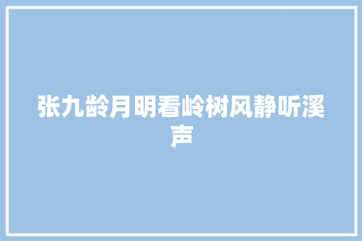 张九龄月明看岭树风静听溪声