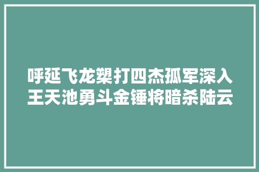 呼延飞龙槊打四杰孤军深入王天池勇斗金锤将暗杀陆云娘