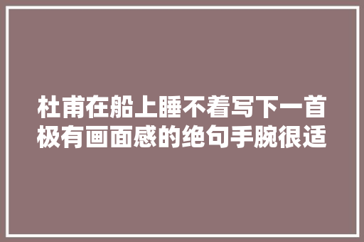 杜甫在船上睡不着写下一首极有画面感的绝句手腕很适合仿写