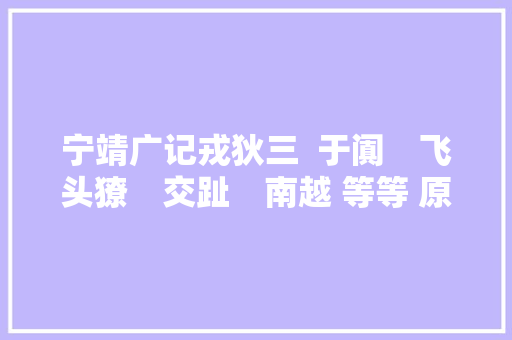 宁靖广记戎狄三  于阗　飞头獠　交趾　南越 等等 原文加译文