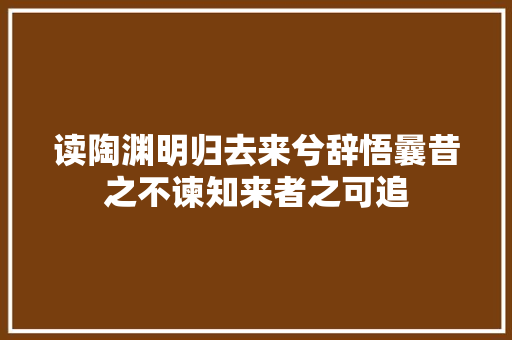 读陶渊明归去来兮辞悟曩昔之不谏知来者之可追
