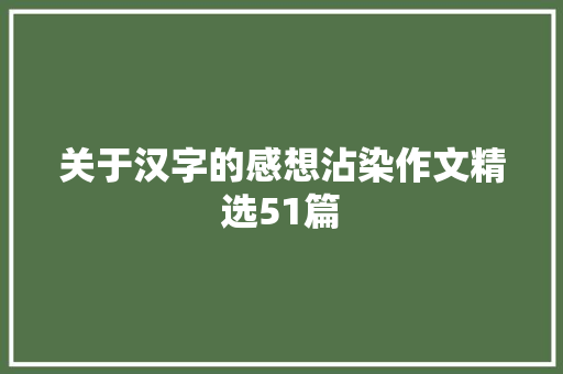 关于汉字的感想沾染作文精选51篇