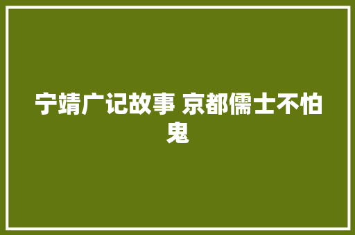 宁靖广记故事 京都儒士不怕鬼