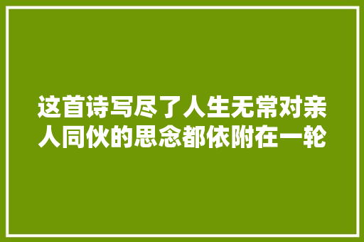 这首诗写尽了人生无常对亲人同伙的思念都依附在一轮明月中